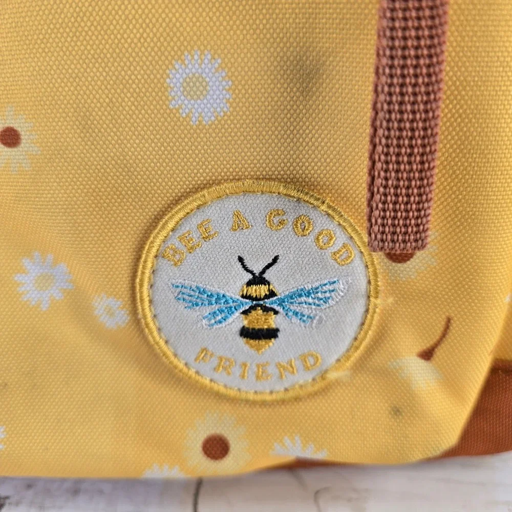 Yellow Daisy Floral Bee A Good Friend Canvas Backpack School Travel Bag